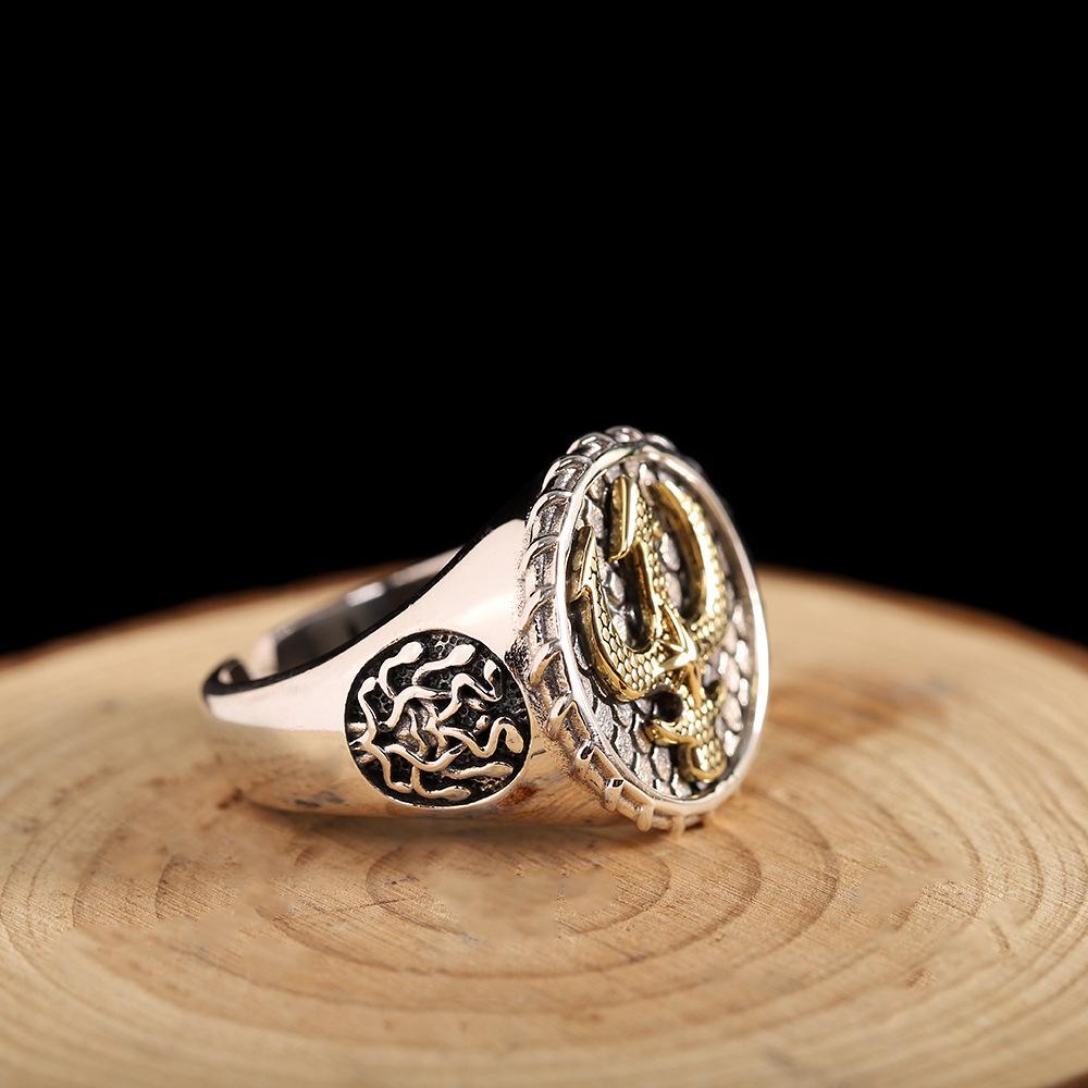 Men's Ring Domineering INS Trident Neptune Jewelry Women's Gift for Boyfriend and Lover