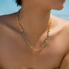 Vintage 18k Goud Verguld Koper Onregelmatig Turkoois Sleutelbeen Ketting Voor Vrouwen