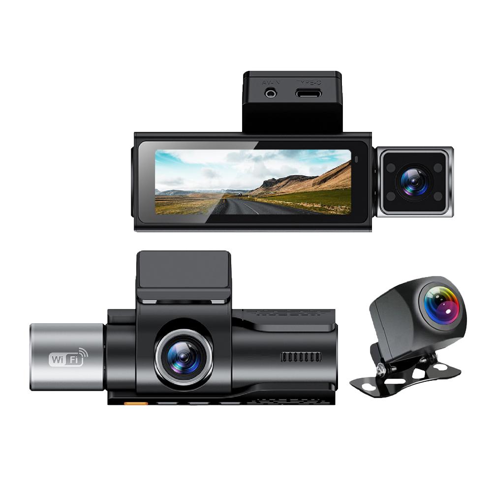 

3-объективный 3,2-дюймовый видеорегистратор, скрытый автомобильный видеорегистратор, управление через приложение WiFi, 2K, передняя, внутренняя, задняя, широкоугольная, супер ночное видение, циклическая запись NONE