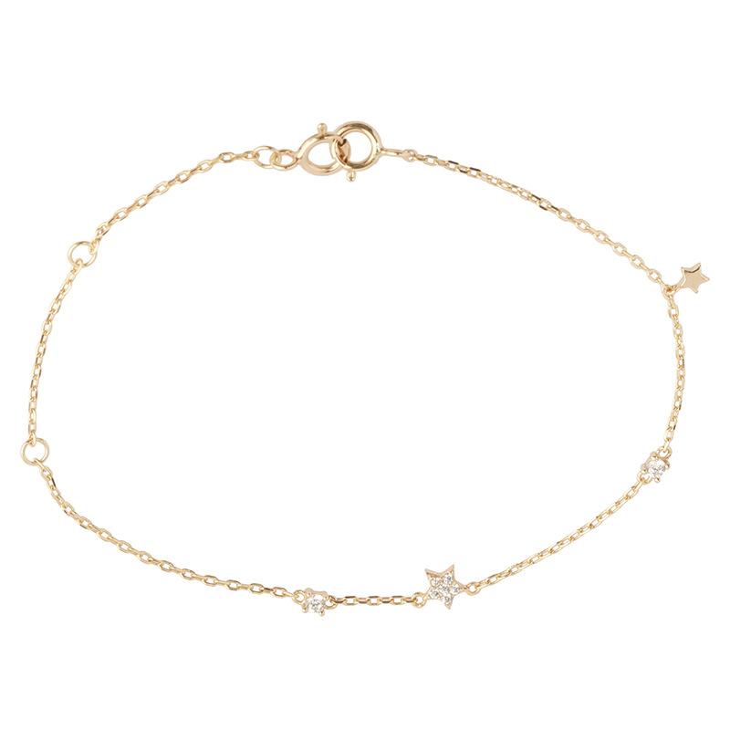 Ins Internet Celebrity Double-layer Clavicle Chain S925 Sterling Silver Gold-plated Zircon Shiny Necklace Can Be Used As A Bracelet