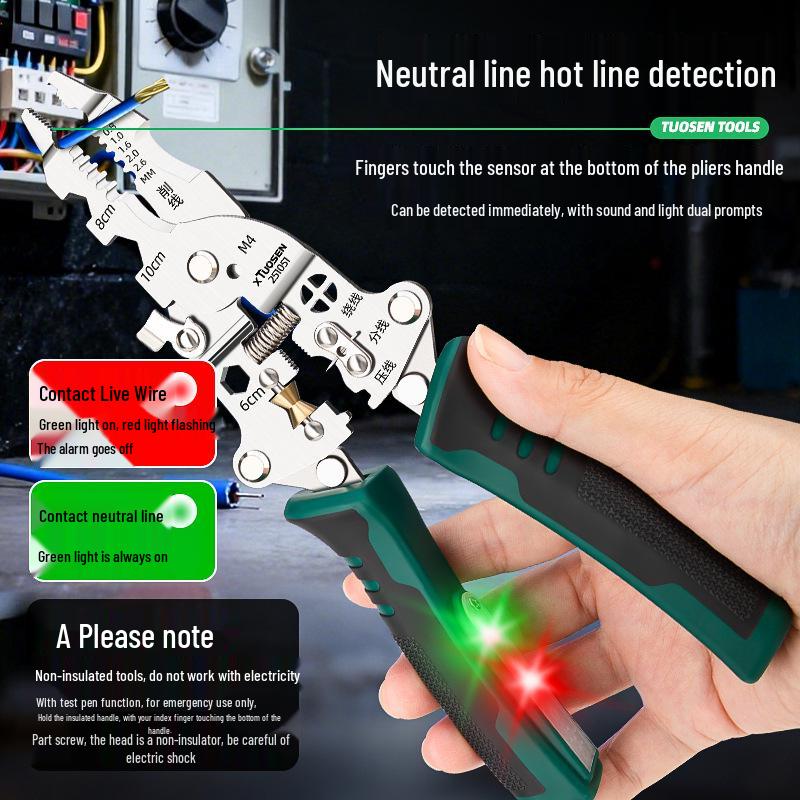 Tuosen Electrician's Multifunctional Cable and Wire Stripper Pliers with Voltage Tester