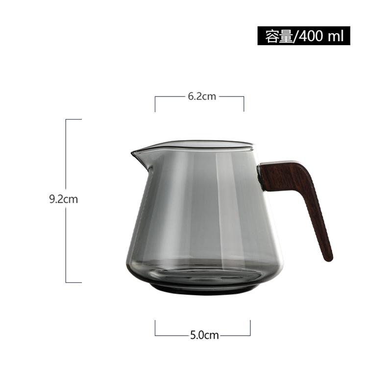 400ml Wooden Handle High Borosilicate Glass Tea Pitcher Fair Cup Chahai Kung Fu Tea Set Milk Pourer Glass Pot Coffee Pitcher