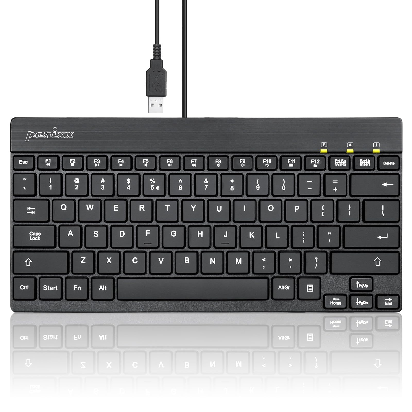 

Perixx Backlit Membrane Space Saving PERIBOARD-326US Keyboard, Wired, Compact, USB, Small, Tenkeyless, Keys, [Official Warranty] (English Layout,