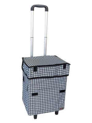 Felio Houndstooth Folding Shopping Cart with Double Handles, F21295