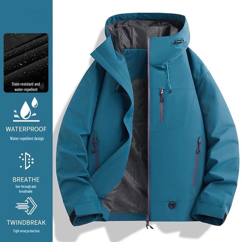 

Женская и мужская водонепроницаемая ветрозащитная дождевая куртка с капюшоном 2025 - Новый весенне-осенний костюм для альпинизма на открытом воздухе 2XL