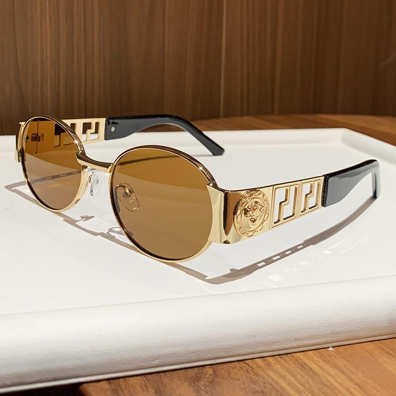 Metal Oval Frame Sunglasses With Pc Lenses For Fashionable Sun Protection And Outdoor Activities