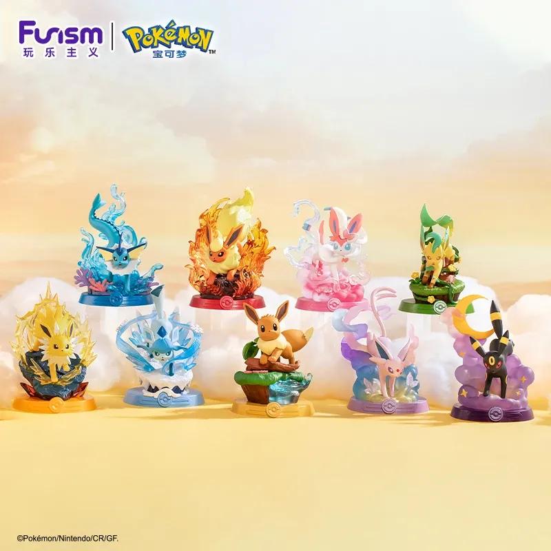 100% Genuine Pokemon Funism Adventure Eevee Family Suit Blind Box Jolteon Sylveon Action Figure Collection Model Kids Toy Gift
