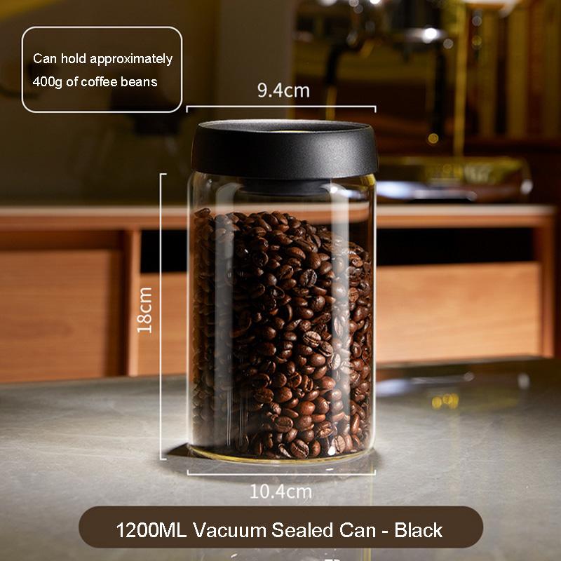 Kaffebønner Vakuumforseglet tank Gjennomsiktig glass Matoppbevaringskrukker Husholdningsfuktighetssikker luftavtrekk Lufttett beholder