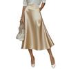 Elegantes Satin-Midikleid in A-Linie für Damen, fließend und schmeichelhaft