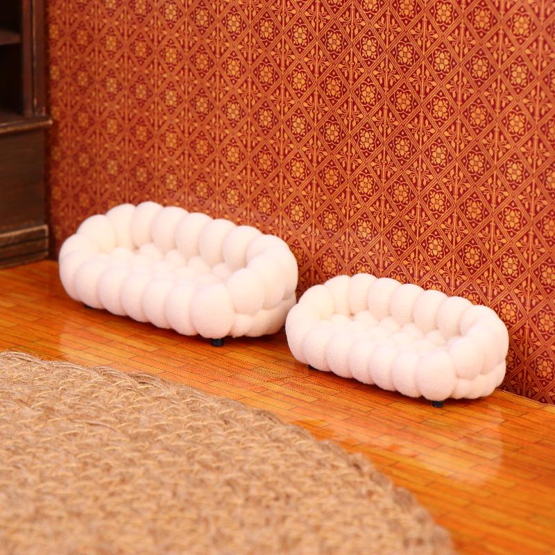 Dollhouse Simulation Cloud Sofa Model Dollhouse Living Room Furniture Decoration Dolls House Micro Scene Pretend Play Toys