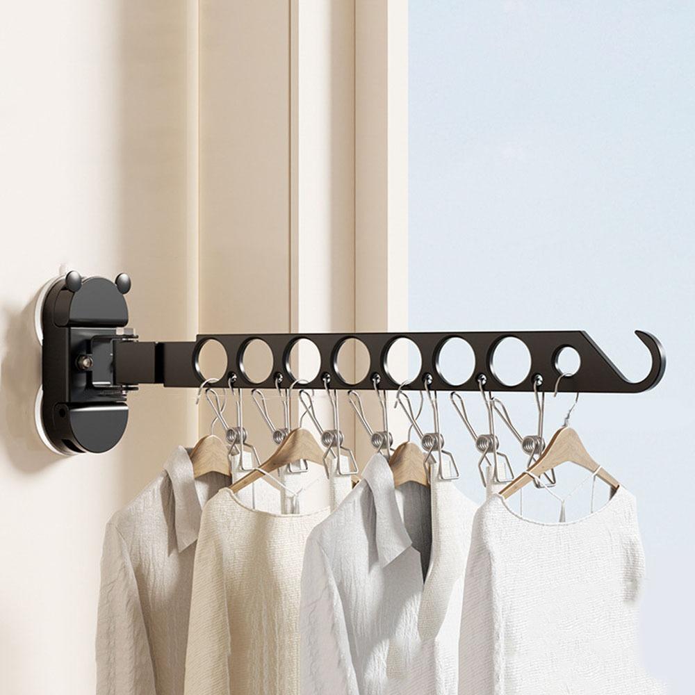 Wall Mounted Folding Drying Rack Space Aluminum Clothing Organizer  Bathroom