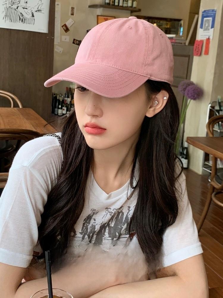 Girly Pink Baseball Cap With Soft Cotton Material And Curved Visor For Sunshade