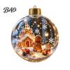 Christmas Theme Decorations Ball Ornament with LED Lights, Snow Scene Acrylic Clear Decor Decor, Shatterproof Xmas Tree Hanging Sphere Holiday