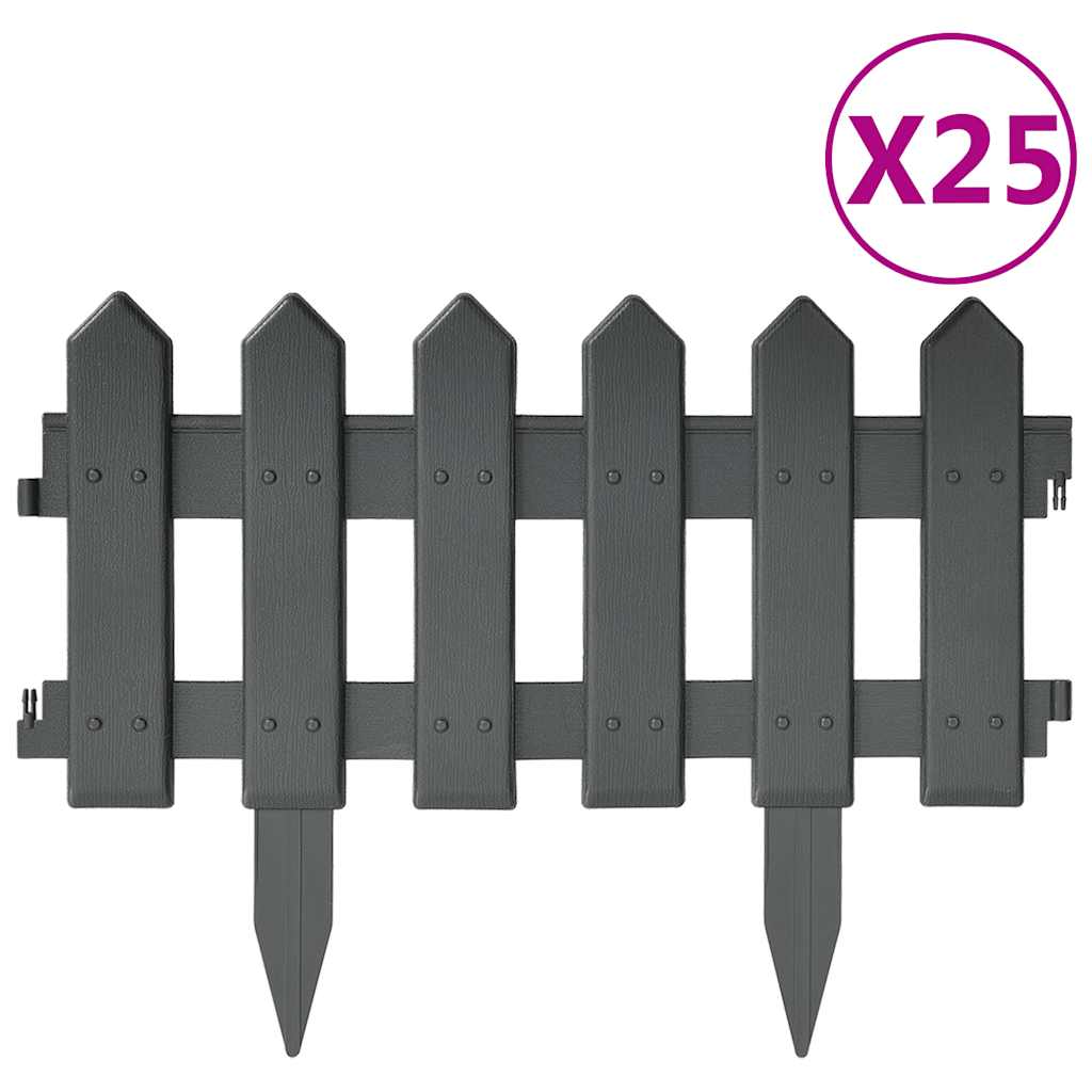Rasenkanten 25 Stück Anthrazit 10 m PP