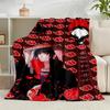 1PC Anime Red Clouds On Black Background Flannel Blanket Suitable for Both Men And Women, Soft Ideal for Beds And Sofa, Birthday Or Christmas Gift