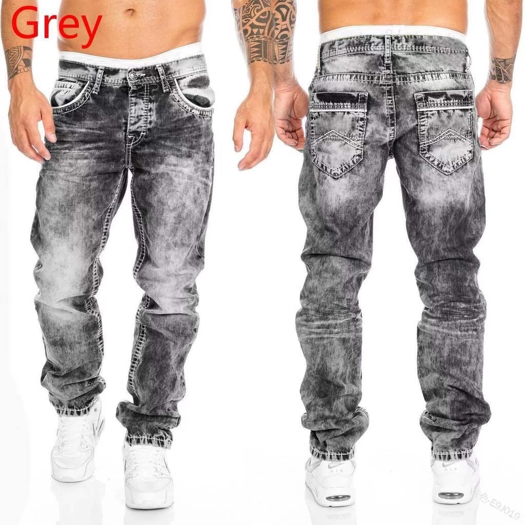 Pantalones Vaqueros de Hombre Hip Hop con Costuras de Contraste - Estilo Nuevo, Europeo y Americano, Pierna Recta Casual