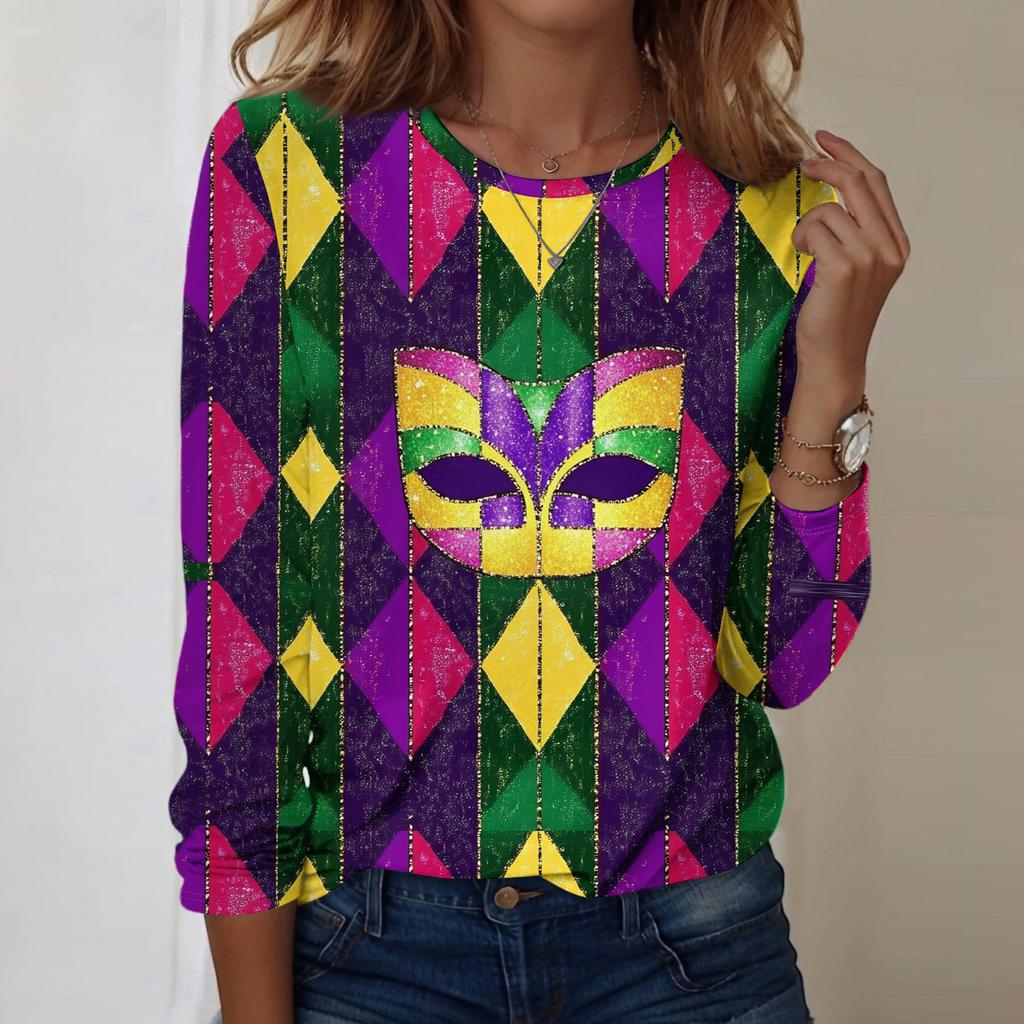 Langarmshirts für Damen, niedlicher Aufdruck, Grafik-T-Shirts, Blusen, lässig, Übergröße, Basic-Tops, Pullover