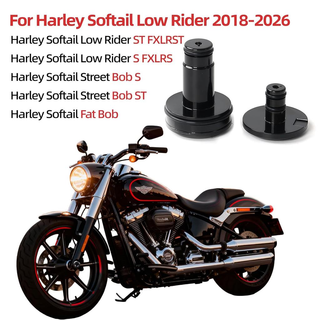 Front Axle Nut Caps for Harley Softail Low Rider ST FXLRST, S FXLRS, S/ST Street Bob, Fat Bob 2018-2026, CNC Billet Aluminum Gloss Black, 2 Pack