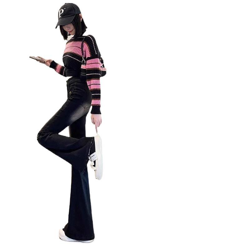 Women's High Waist Micro Flare Stretch Jeans - Slimming Petite Spring Style