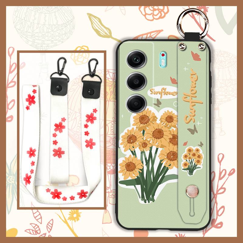 Phone Holder Kickstand Phone Case For Tecno Camon40 Pro 5G/CM7 Protective Silicone Flower Fashion Design Waterproof Ring