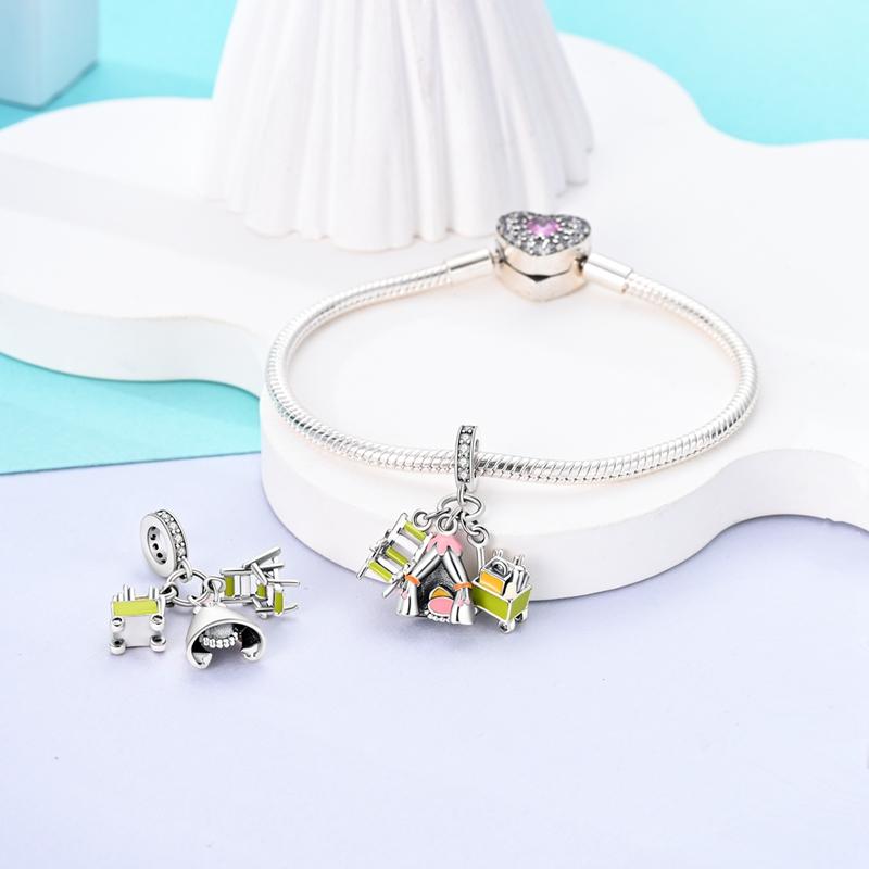 Charms Copper Camping Tools Tent Chairs Pendants Fit Charms Plata Original Bracelet Beads Women Jewellery Making Diy