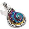 Titanium Ammonite Shell Gemstone 925 Sterling Silver Jewelry Pendant 2.05"