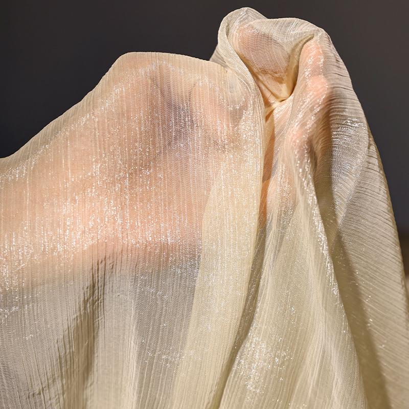 100*145cm Sheer Sparkling Chiffon Fabric Semi-transparent Soft Mesh Tulle Wedding Dress Background Diy Decor Designer Fabric