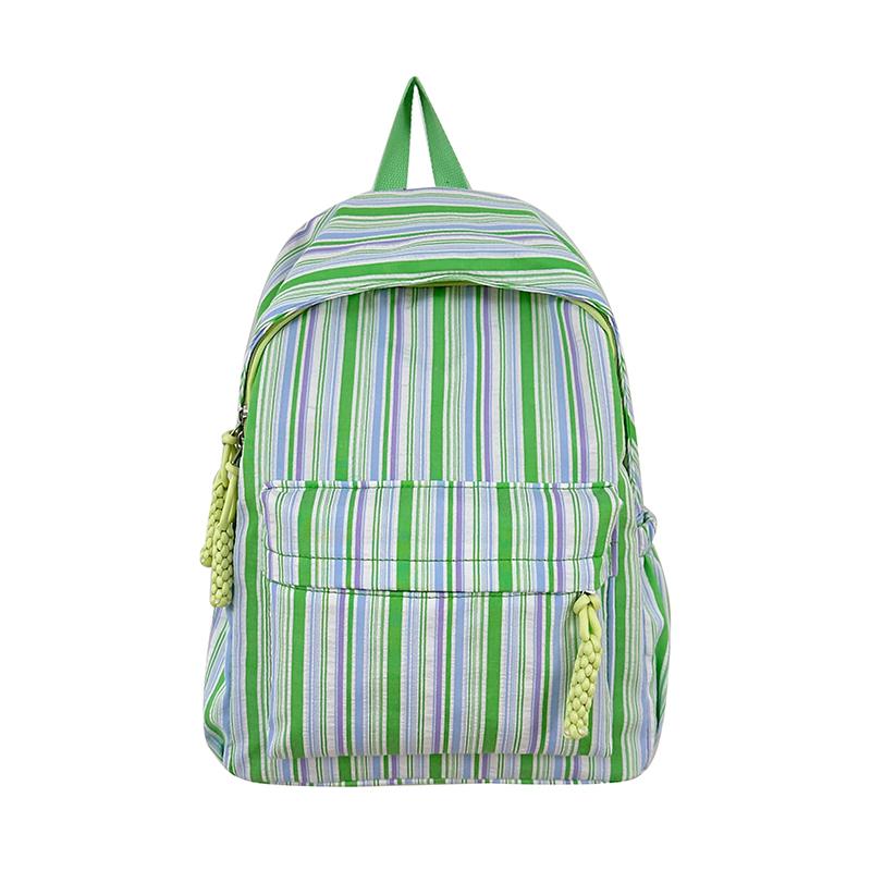 

Женский рюкзак в полоску контрастного цвета школьный рюкзак для студентов зелёный