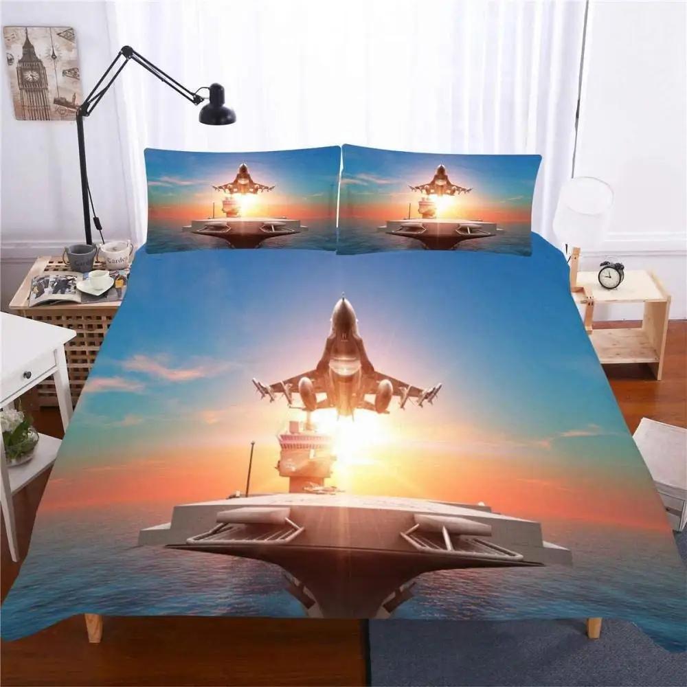 Airplane Fighter Duvet Cover King/Queen Size,flying Fighter Jet Bedding Set for Kids Teens Boys,modern Cool Airplane Quilt Cover