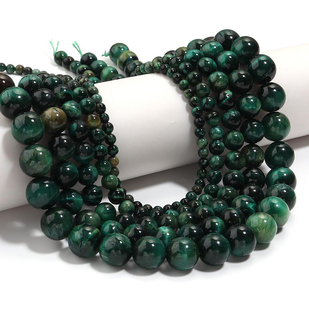 Natural Stone Beads 4 6 8 10 12mm Green Tiger Eye Round Loose Spacer Beads for Jewelry Making DIY Bracelets Necklace Accessories