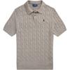 Polo Logo Ribbed Knit Loose Short Sleeve Polo Shirt Men Tops Gray MNPOSWE1N820042-GREY