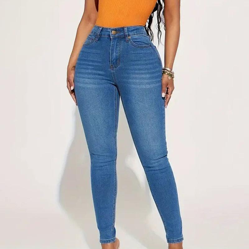 2025 European & American Style High Elastic Skinny Pencil Jeans for Women
