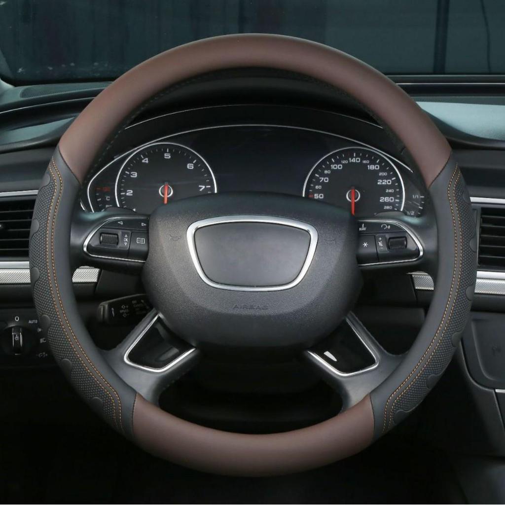 3D Embossed Steering Wheel Cover - Business Style, Comfortable, Breathable, Year-Round Massage for Cars