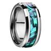 8MM Colorful Abalone Shell Inlay Men Stainless Steel Rings Silver Color Wedding Band Jewelry Party Steel Ring Accessories Gift