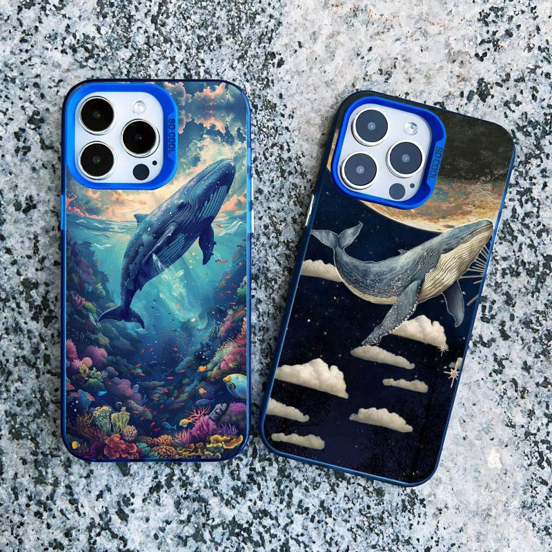Space Ocean Whale Shark Phone Case For IPhone 16 15 14 Pro Max 13 11 12 Pro Max Mini 16 15 14 Plus Shockproof Laser Cover Fundas