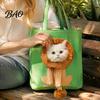 Breathable Canvas Pet Tote Carrying Bag with Head Hole, Plush Lion Rabbit Pig Cat Travel Gear Tote, Single Shoulder Pouch for Small Cats and Dogs