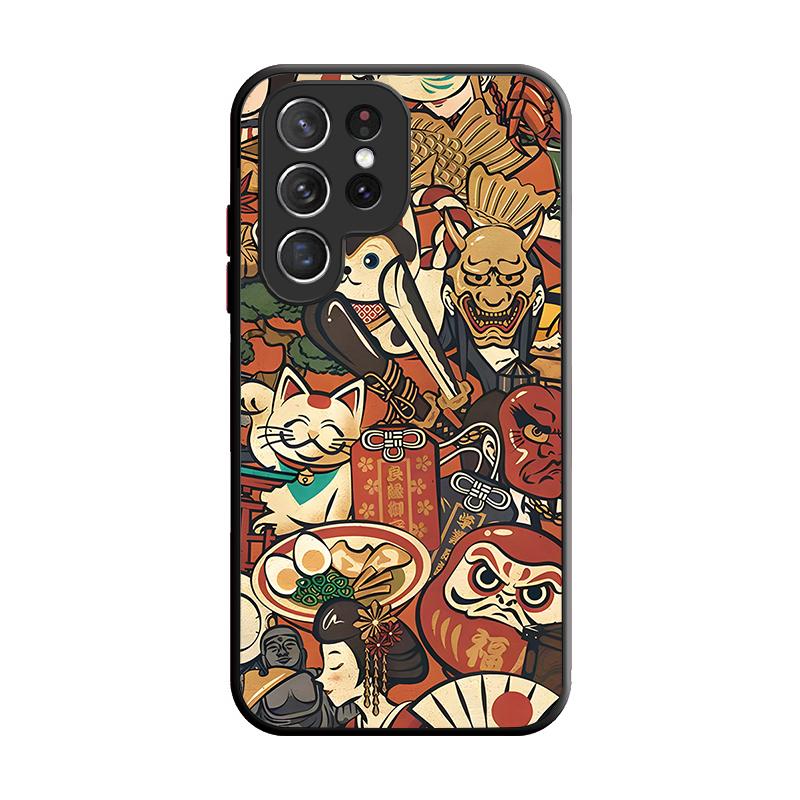 Ukiyo-e Samurai Sea Wave Matte Case for Samsung Galaxy S26 Edge S25 S24 S23 Ultra S22 Pro S21 Plus FE A07 4G A17 A37 A57 Cover