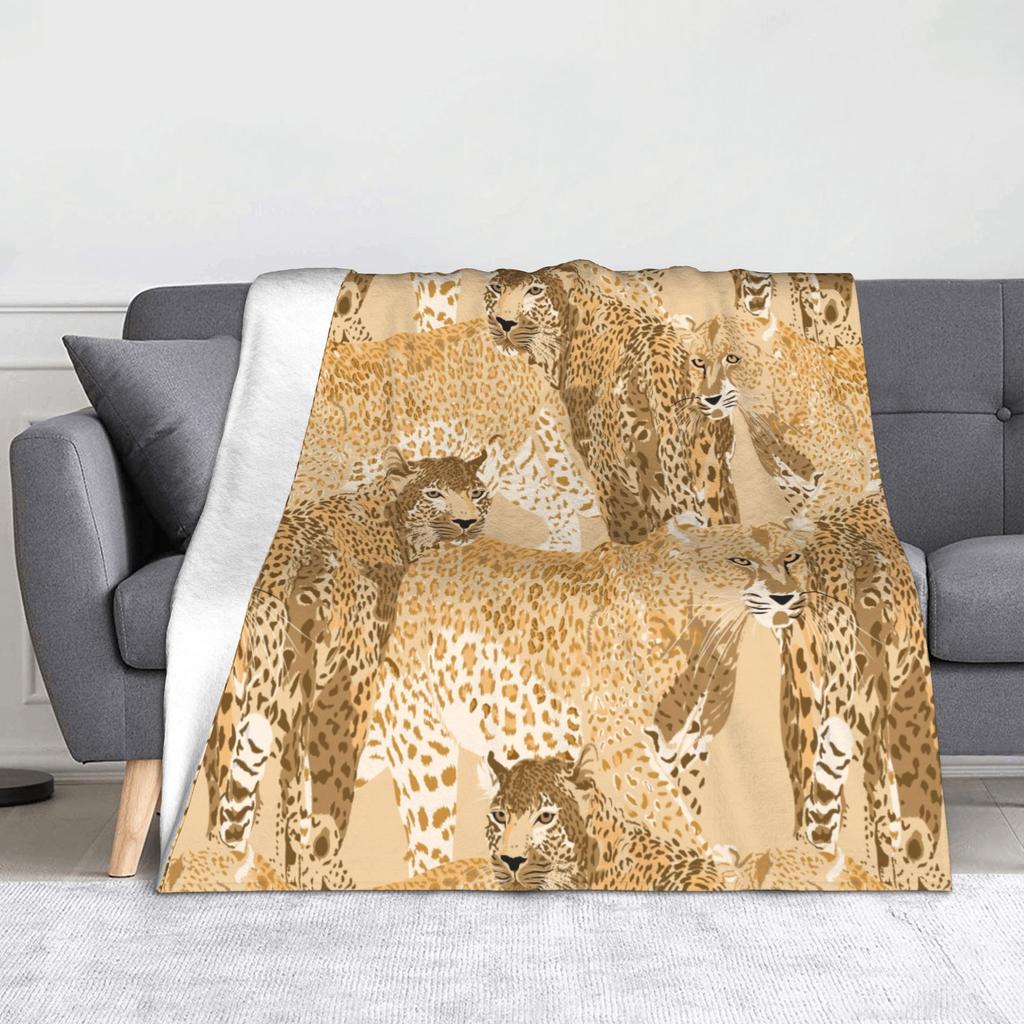 Black and White Snow Leopard Pattern Blanket Fleece Autumn Multi-function  Soft Throw Blankets for Sofa Couch Bedding Throws