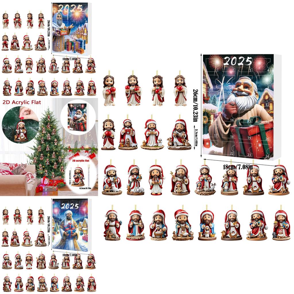 Santa Claus Christmas Countdown Calendar Gift Set Made Of Acrylic Holiday Ornament For Kids And Adults