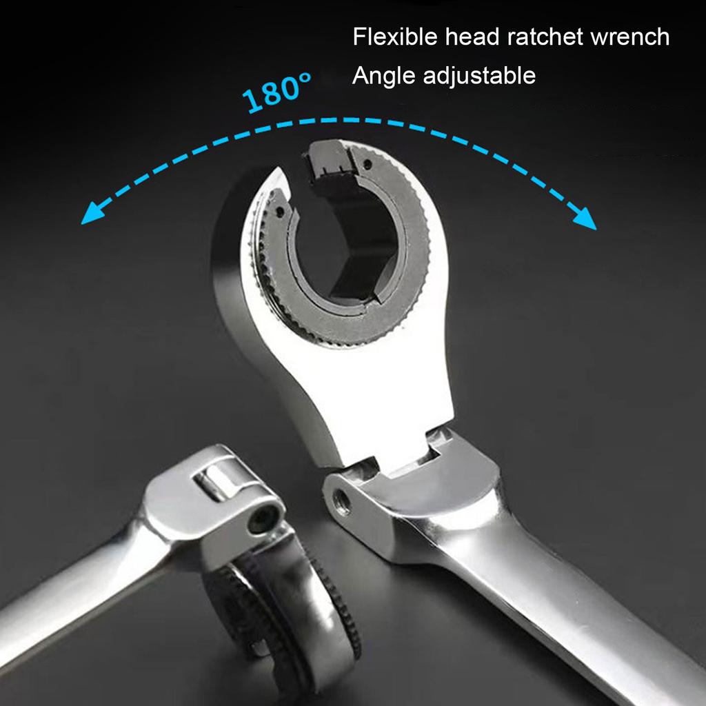 Brake Line Wrench 12mm 72 Teeth Adjustable Angle  Steel Oil Pipe Open Ratchet Wrench Tubing Ratchet Spanner  Nut Wrench