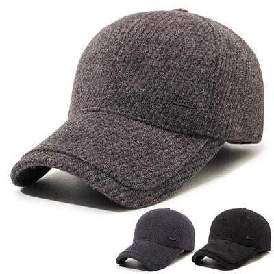 Chapéu Quente Outono Inverno para Meia-idade Masculino Outdoor à Prova de Frio Proteção Auricular Boné de Basebol Chapéu Grosso de Veludo