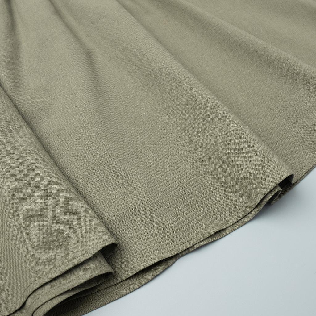 Women's  Spring Summer New Cotton Linen Casual Set Crew Neck Vest + Pleated Mini Skirt Outfit European American Style