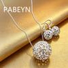 925 Sterling Silver Stylish Simple Hollow-out Exquisite Ball Earrings Necklace Set, Birthday Anniversary Wedding Party Gift
