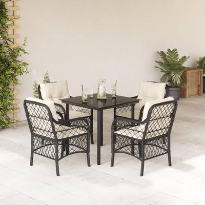 Vidaxl 5-Cz. Garden Furniture Set With Cushions, Black, Poly Rattan