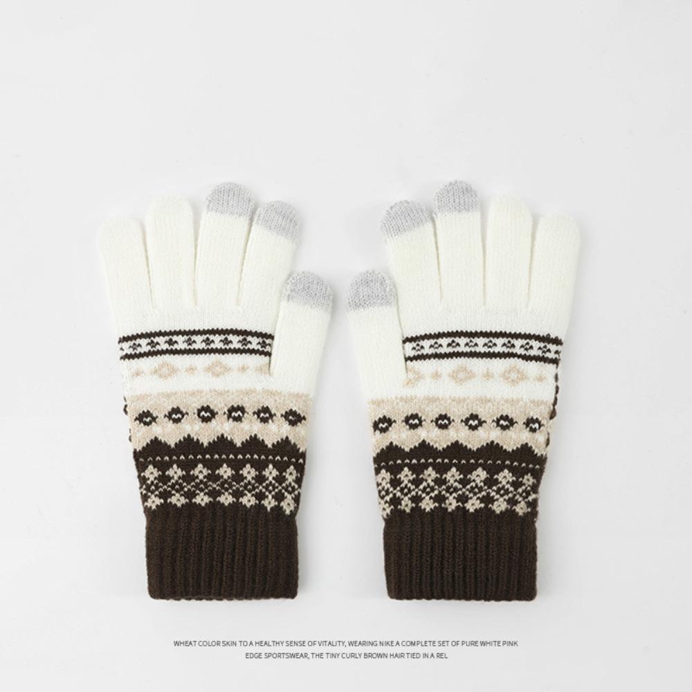 Thick Ethnic Style Gloves Driving Gloves Jacquard Gloves Warm Men Wool Mittens Student