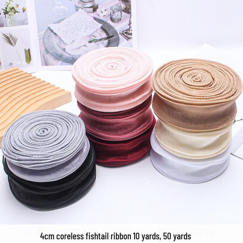 Coreless Iridescent Fishtail Satin Ribbon for Bouquet Packaging