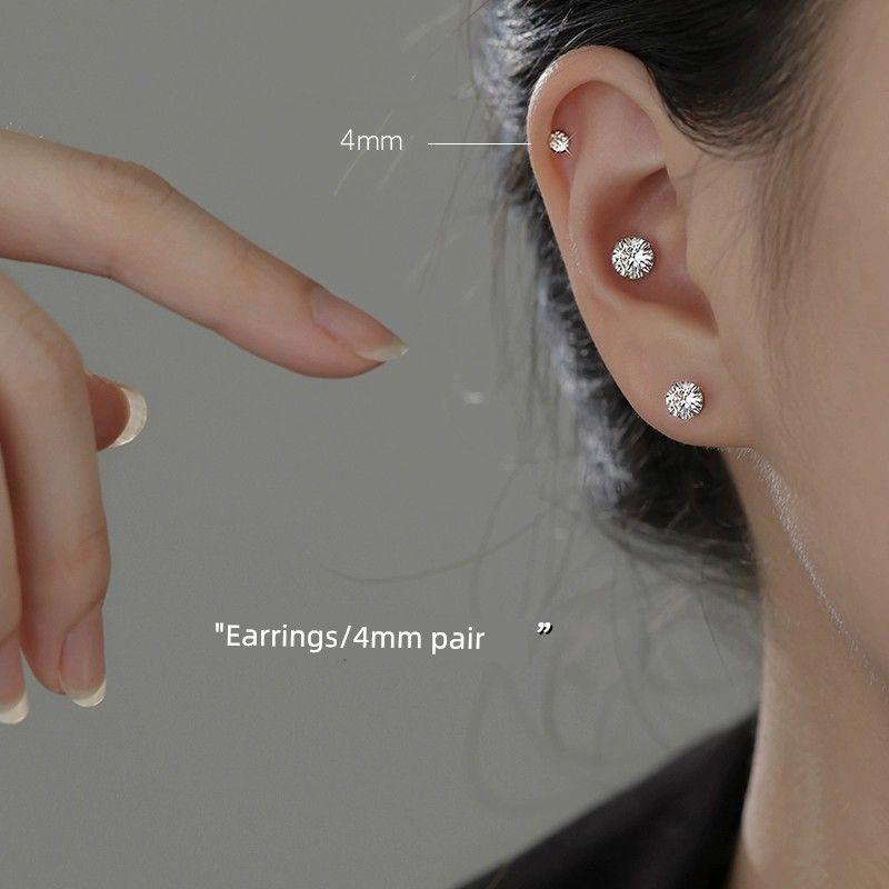 

Xiangnan Sterling Silver Best Selling Sleep Female Stud Earrings 999 foot silver zircon earrings 4mm (two prices)