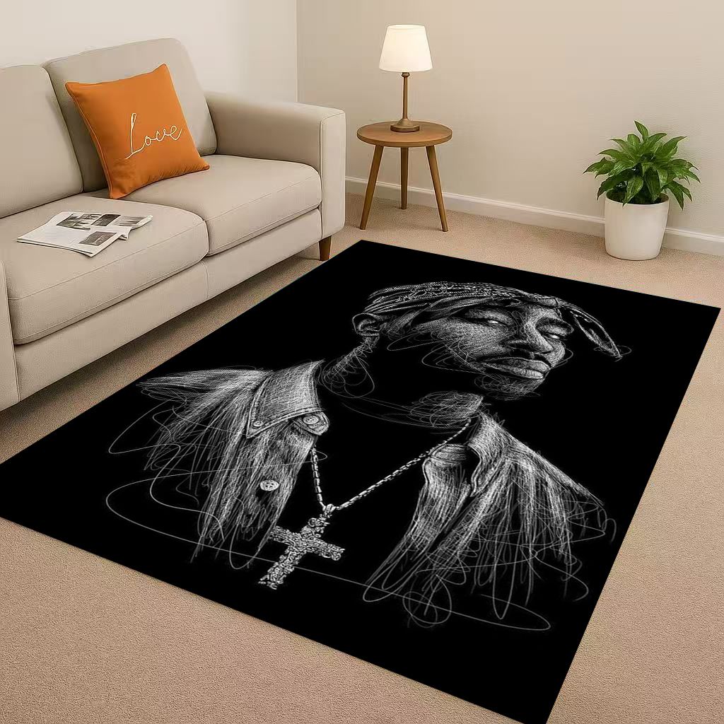 3D Klasický Rap Tupac 2pac Hip-Hop Hudba Rapper Obývací pokoj Protiskluzový Koberec pro Ložnici Hernu Pohovku, Domácí Dekorace Rohožka