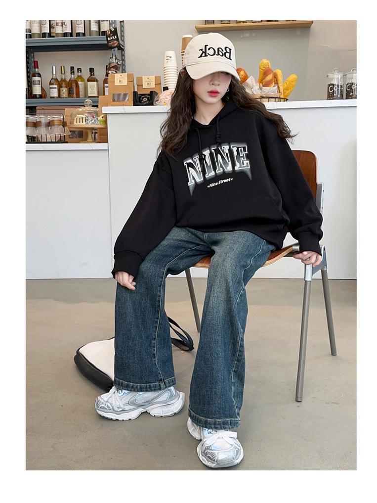 Dívčí jarní/podzimní mikina s kapucí - 2025 Korejský styl fleece pro dívky