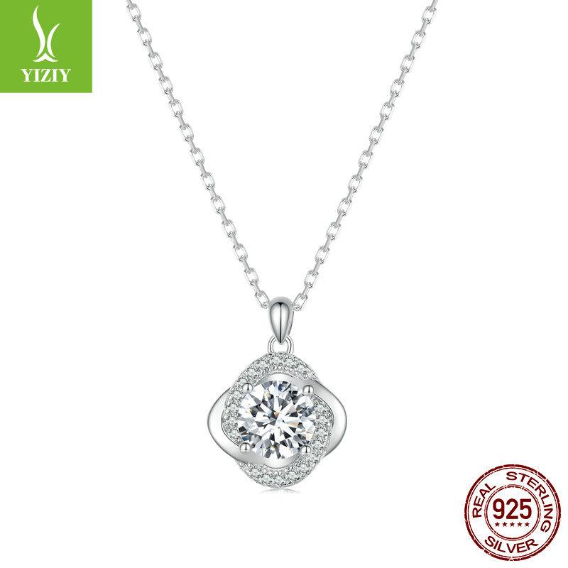 One Carat Mozzarella Diamond Necklace Noble And Elegant S925 Silver Collarbone Chain Jewelry Msn002